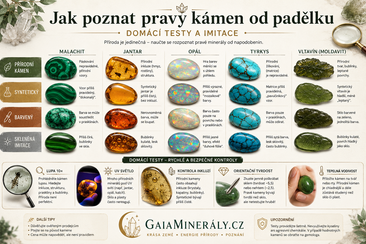 Jak poznat pravý kámen od padělku | Domácí testy a imitace | Gaia minerály